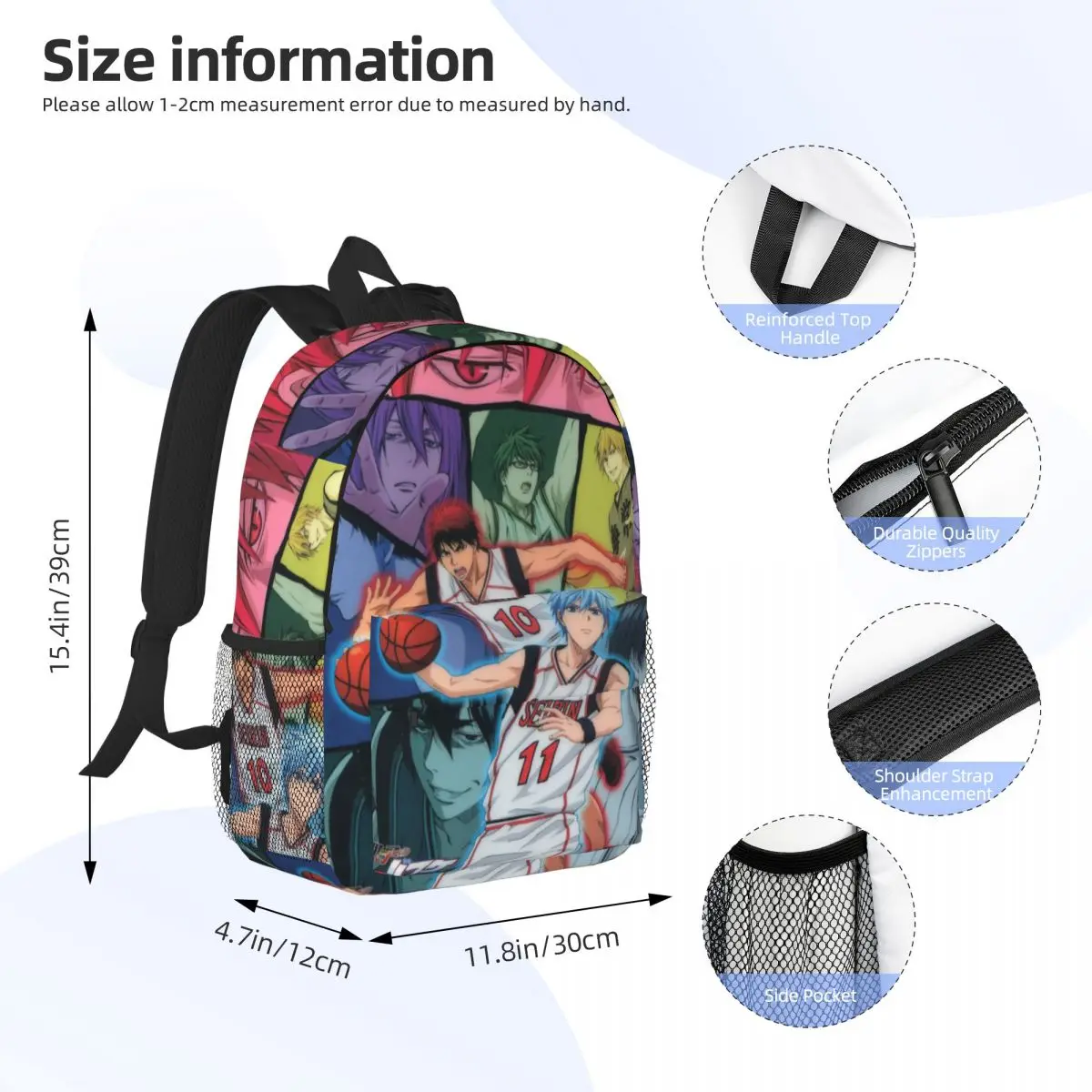Basketball Kuroko No Basket Anime Backpack Daypack Large Capacity Boys Girls BookBag Shoulder Bags for Men Women School Bag