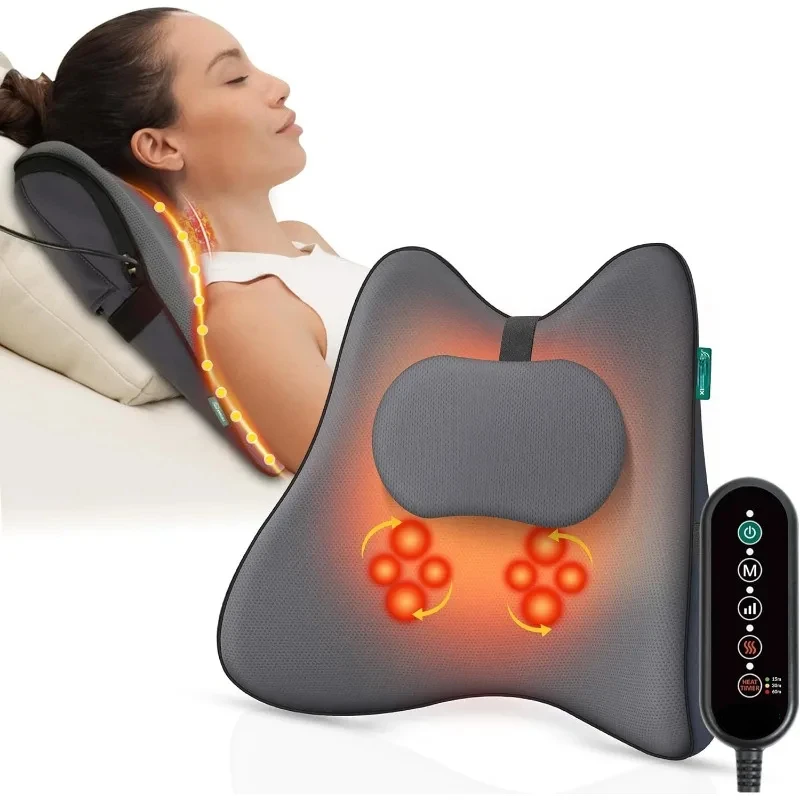 

Shiatsu Neck Back Massager with Heat, Back Massager for Lower Back Pain, 3D Kneading Massage Pillow for Neck, Shoulders