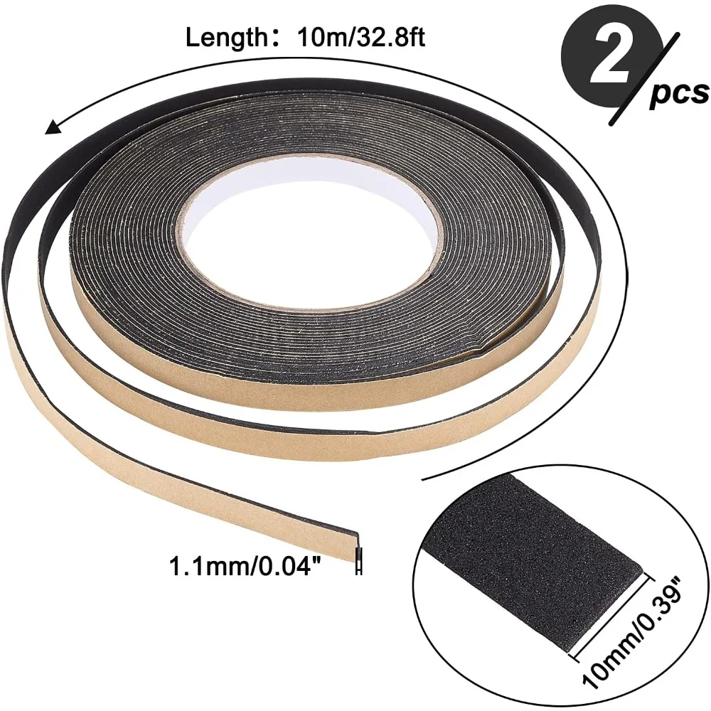 2 Rolls Total 65.6 Feet High Density Window Foam Strip 0.39Inch Width Single-Sided Adhesive EVA Seal Foam Strip Soundproofing