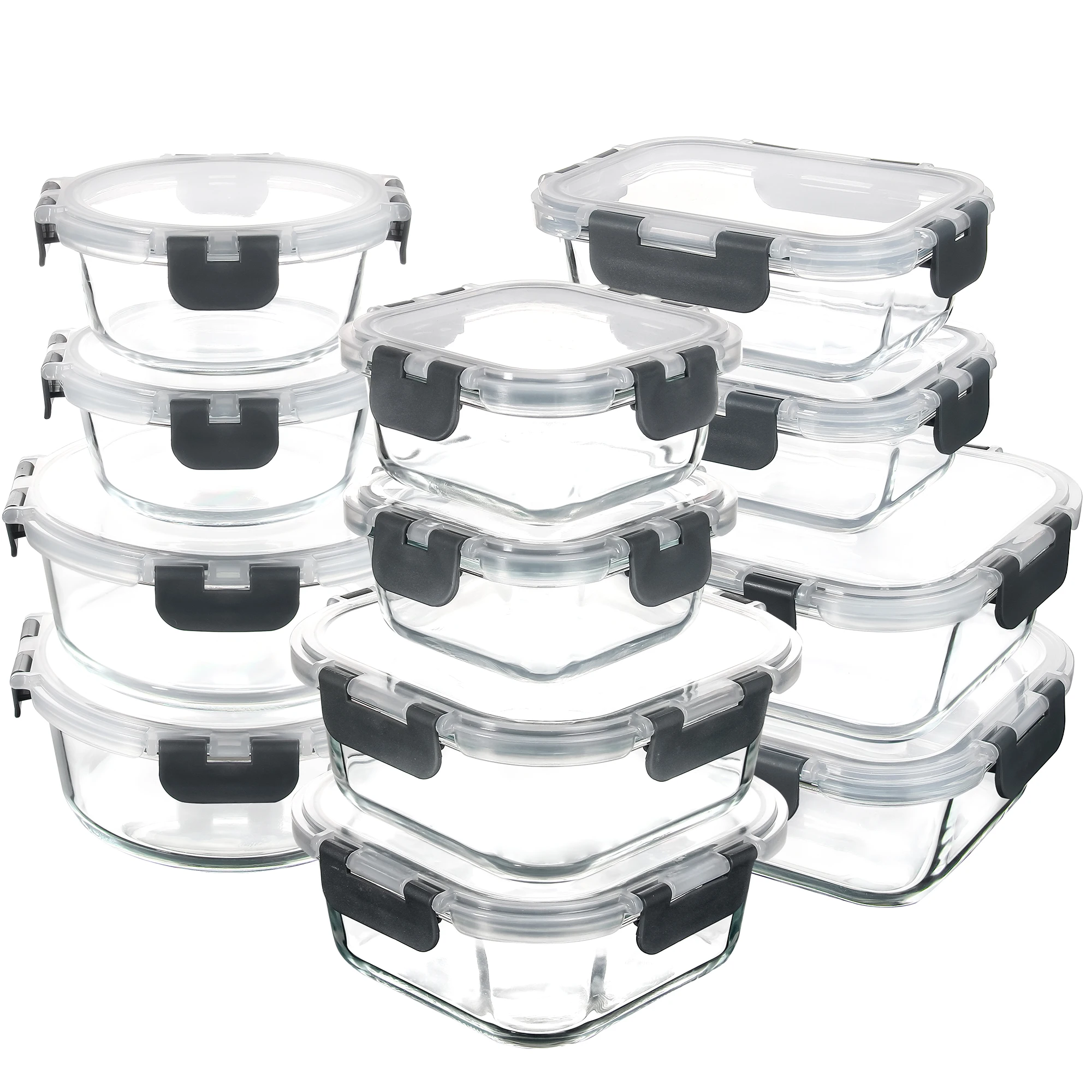 Glass Food Storage Containers with Lids, [24 Piece] Meal Prep Containers for Food Storage , BPA Free & Leak Proof