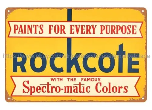 Rockcote Paints For Every Purpose metal tin sign indoor outdoor wall art