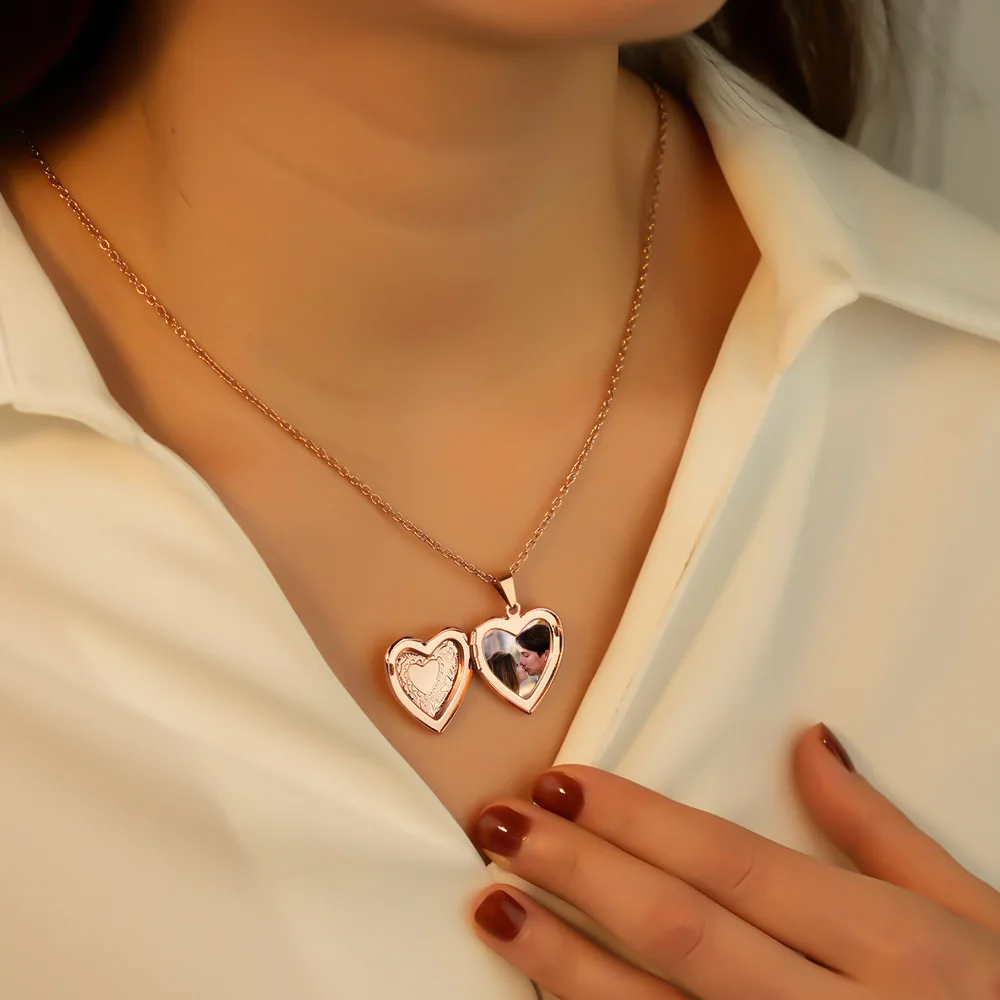 ส่วนบุคคล Heart Locket สร้อยคอ Photo,CUSTOM สีภาพจี้ Memorial VINTAGE Locket สร้อยคอวันวาเลนไทน์