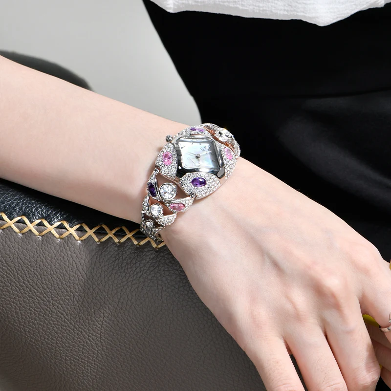 Top Melissa Lady Wrist Watch Quartz Fashion Women Dress Bracelet Rhinestone Shell Luxury Crystal Party Bling Girl Birthday Gift