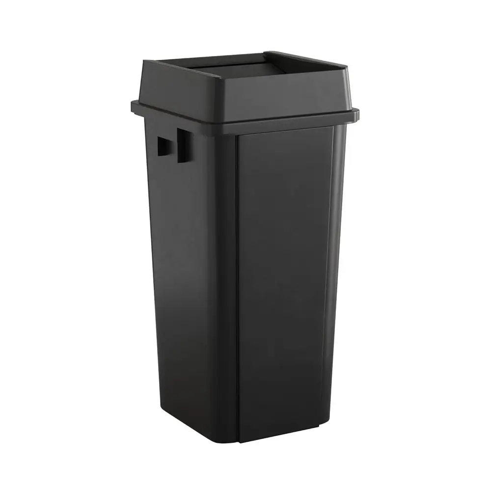 

23-Gallon Square Black Commercial Waste Bin with Lid