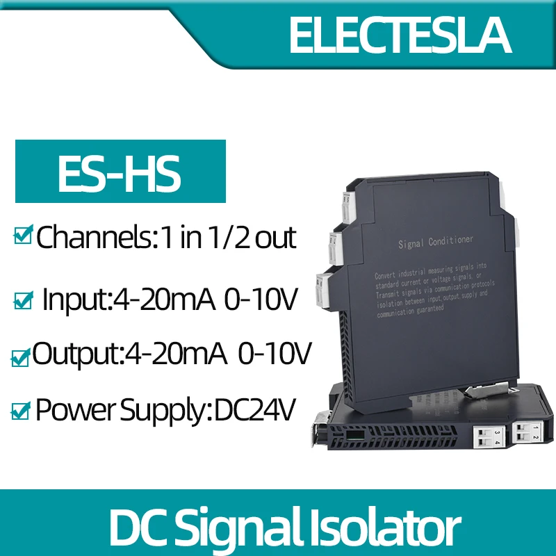 

Signal Isolator ES-HS 4-20mA Ultra-thin Transmitter 0-5/10V Output 1In 1/2Out analog output Current Voltage