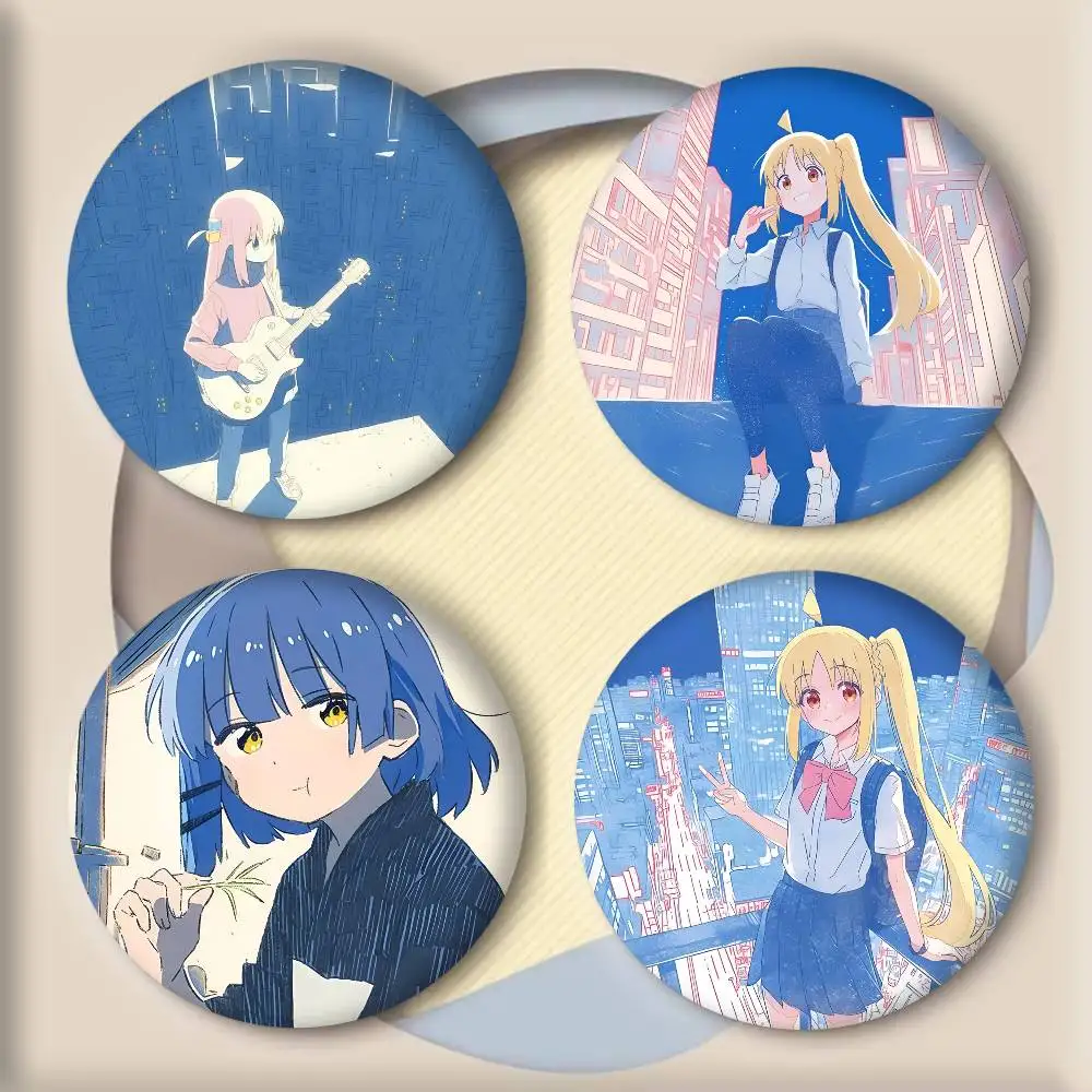 Broche Redondo de Arte Manga de Anime B-Bocchi The Rock, Accesorios para Ropa y Mochila, Pin de Solapa Láser