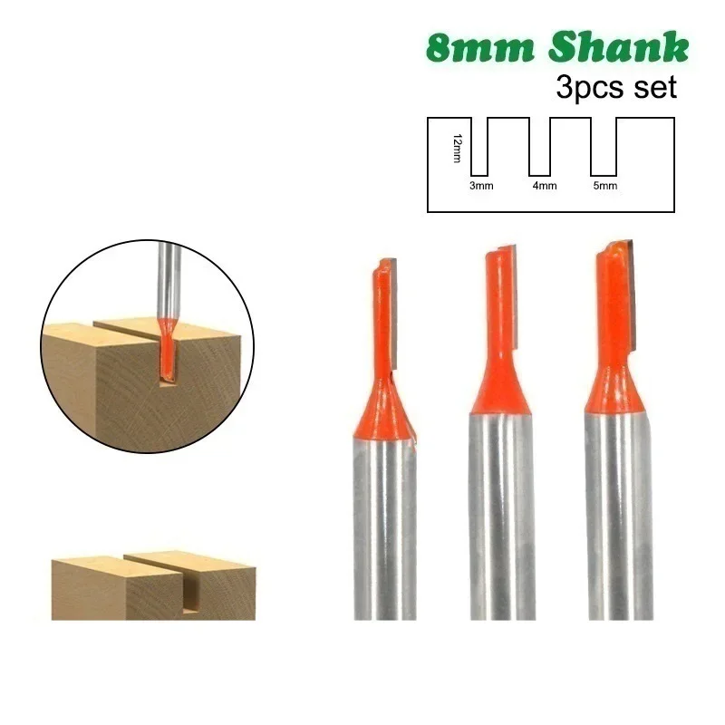 Milling Cutter 8mm Shank Straight Wood Milling Cutter Tungsten Carbide Single Flute Router Bit Woodworking Tool