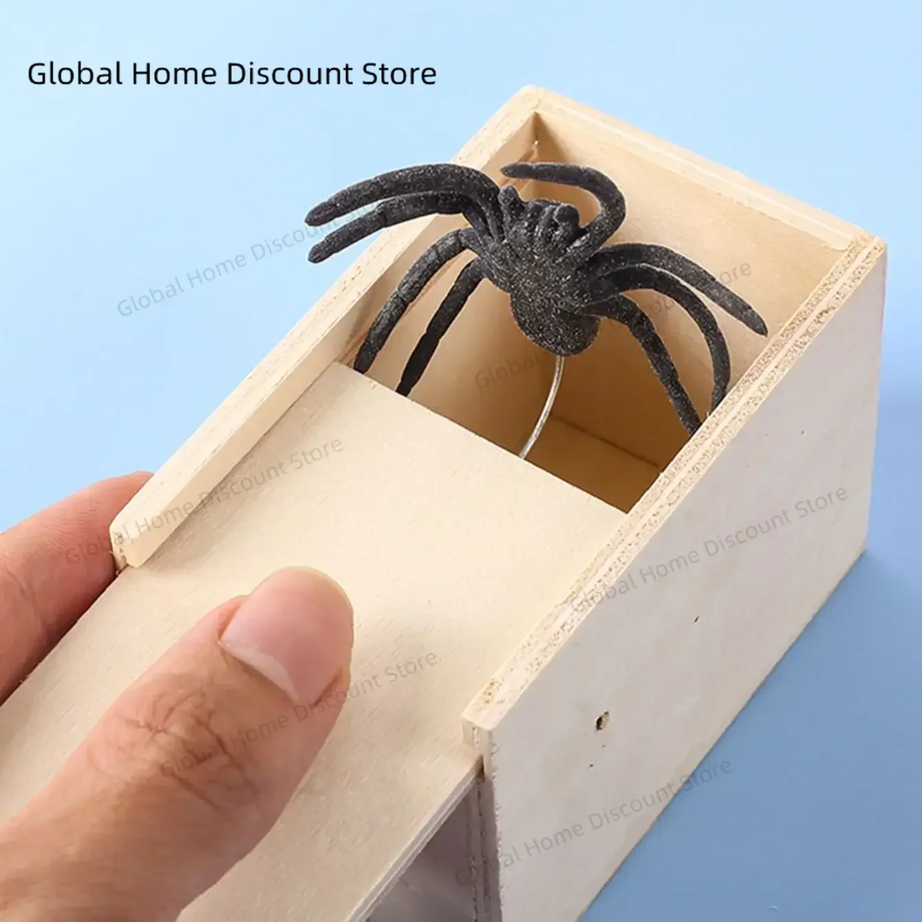 New 1PCS-Wooden Prank Trick Practical Joke Home Office Scare Toy Box Gag Spider Parents Friend Funny Play Joke Gift Surprising