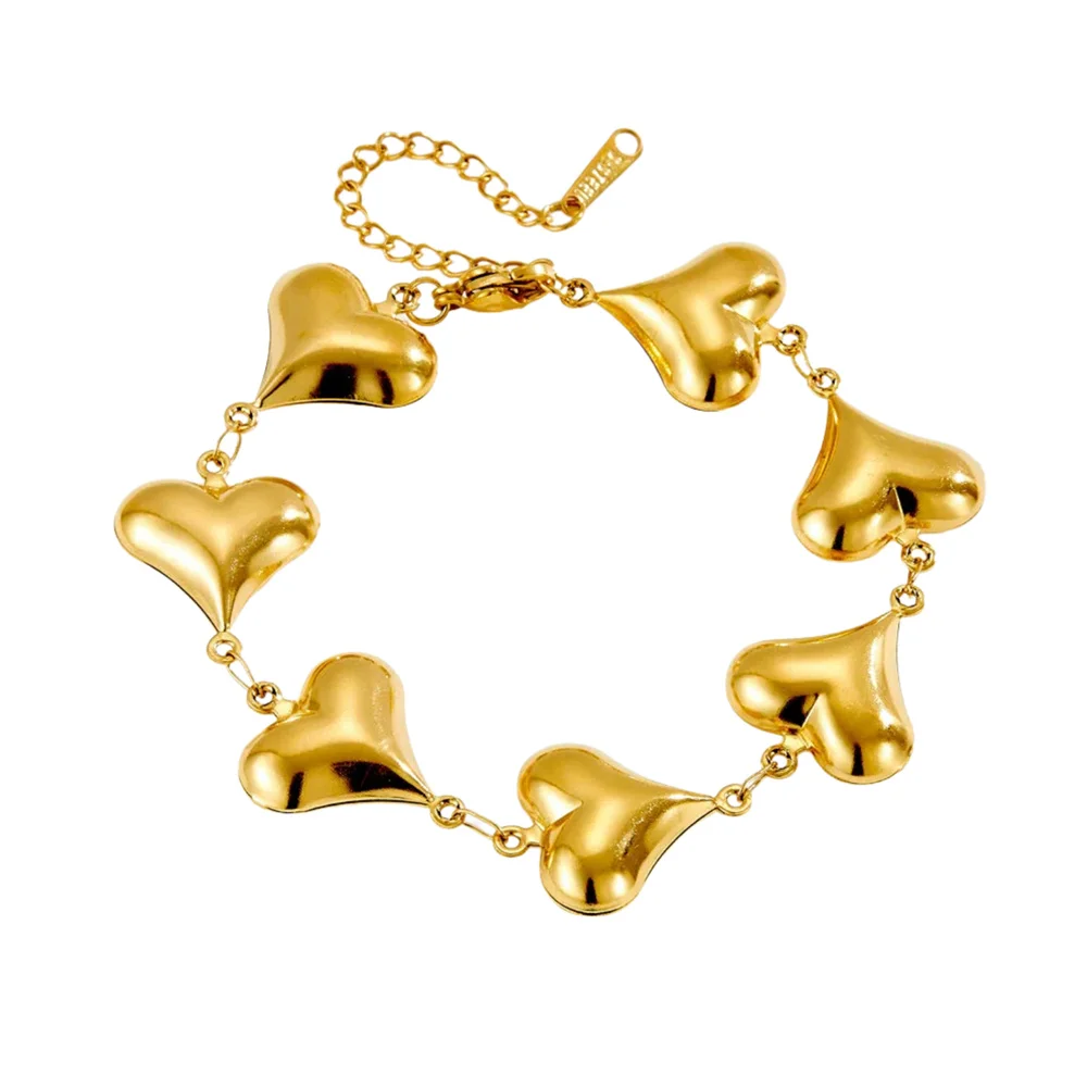 

Punk Heart Shape Charm Bracelet Female Gold Color Stainless Steel Hand Chain Link Bracelets for Women Jewelry Gift Braclet 2025