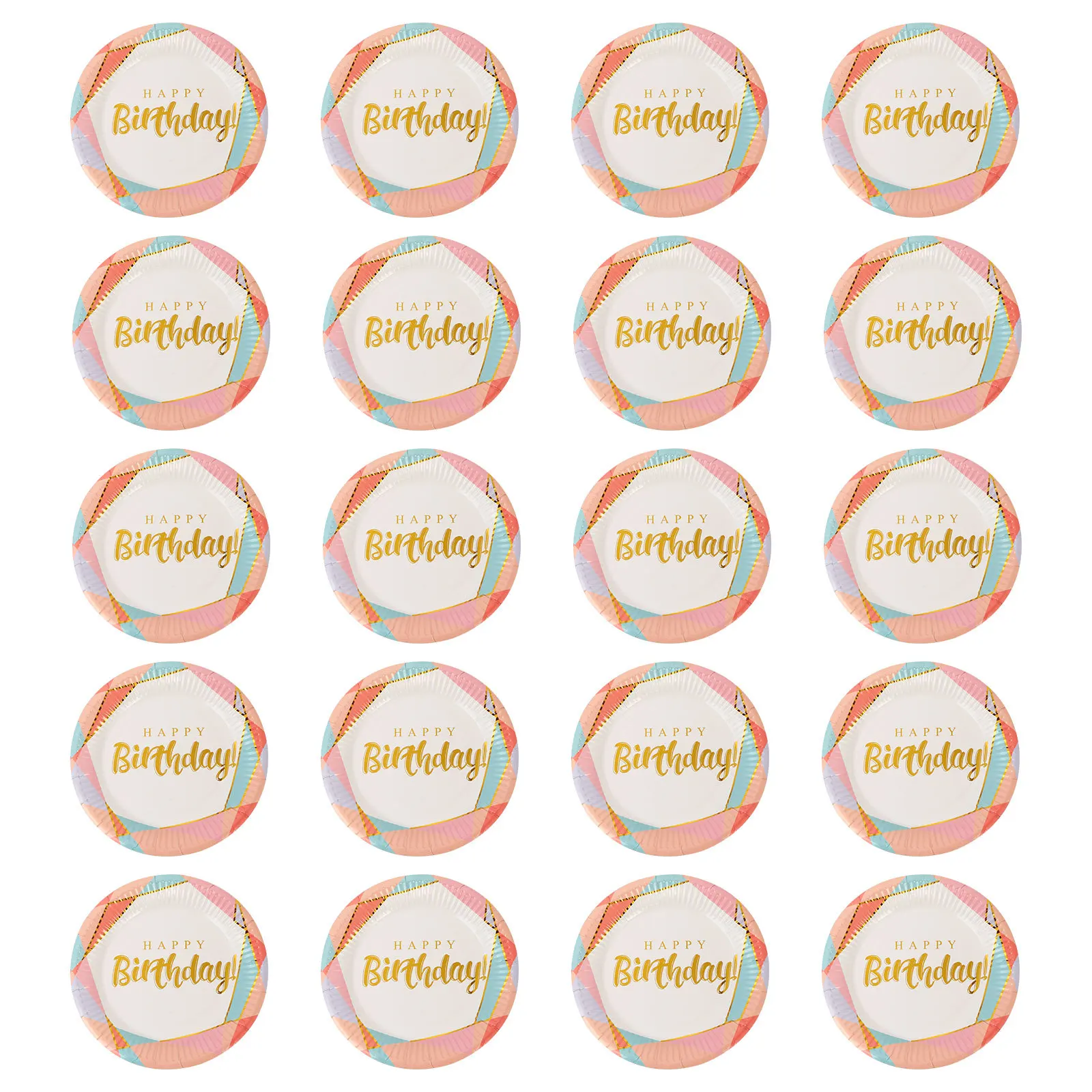 

20Pcs Printed Paper Plates Party Disposable Tableware Birthday Celebration Supplies Round Food Safe Serving Plate