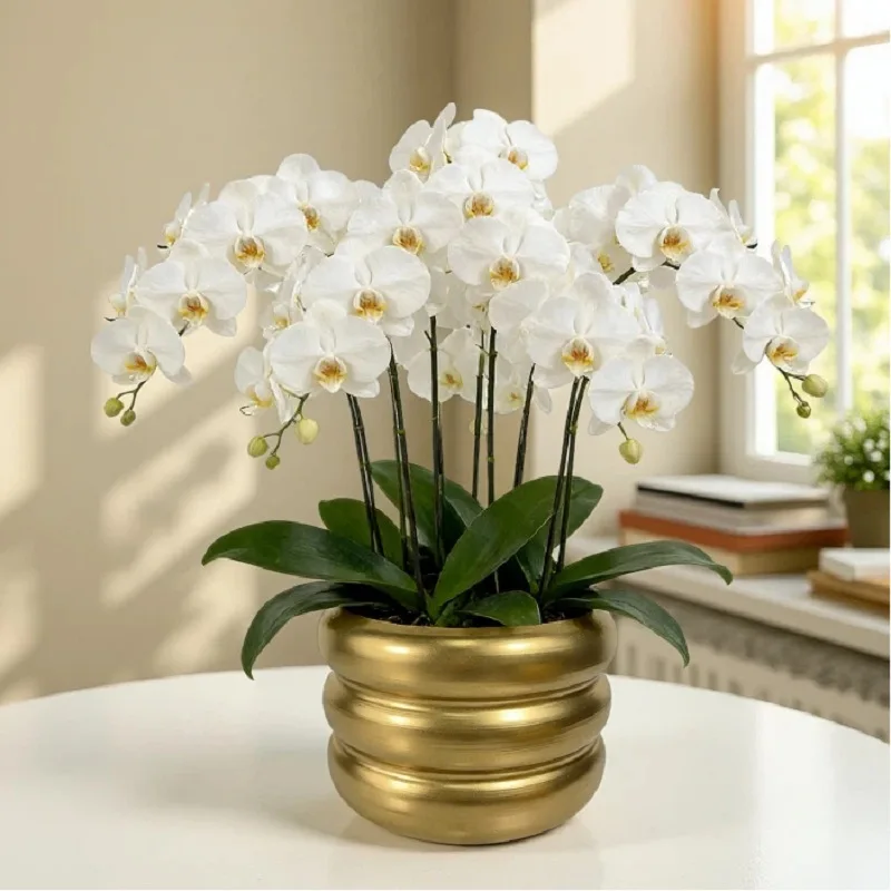 2026 New Year's blessing bucket Modern simple wrought iron hug bucket Festive atmosphere Decorated golden large flower pot Wide