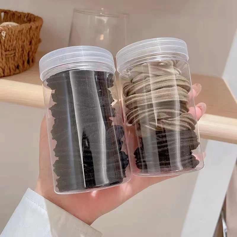 Black Coffee 10Pcs Jar High Elastic Durable Hair Ties, Simple Versatile Hair Accessories