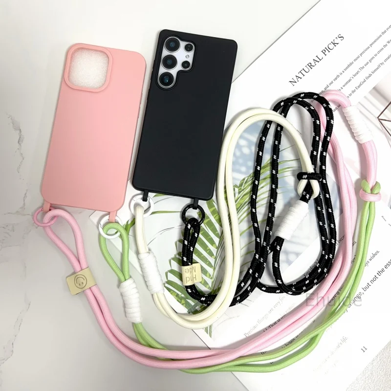 Fashion Lanyard Case For Samsung Galaxy S25 Ultra S24 FE S21 S20 S22 S23 Plus A36 A16 Shockproof Crossbody Cord Strap Soft Cover
