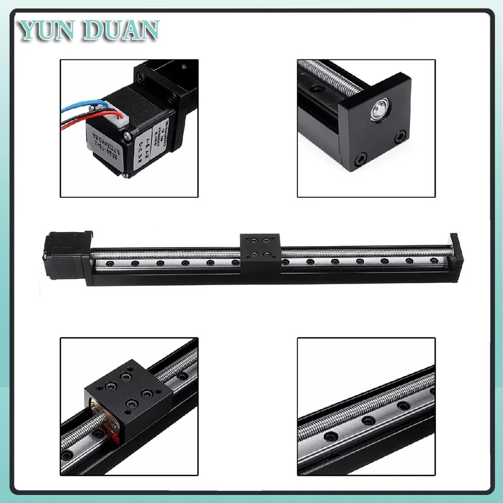 T-type Sliding Table Rail Linear 50-300mm Stroke Sliding Table NEMA11 Stepper Motor Driver TB6600 Kit CNC Linear Guide XYZ Axis