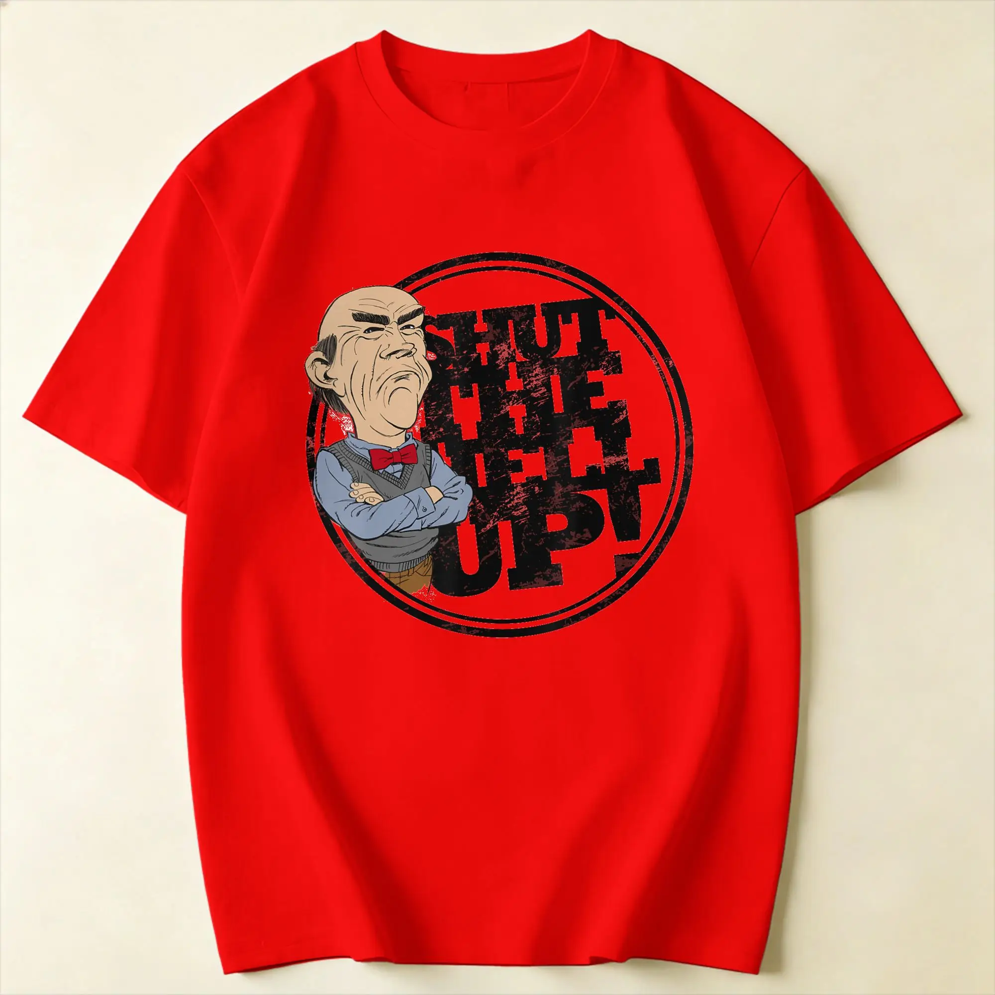 Jeff Dunham Shut The Hell Up Walter Men's T Shirt  Vintage Tees Short Sleeve Crew Neck T-Shirt Pure Cotton Unique Clothes
