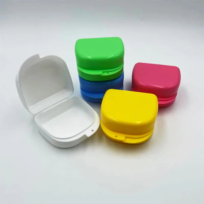 10pcs Denture Tray Box Dental Orthodontic Braces Retainer Case Dental Denture Box False Teeth Protective Case