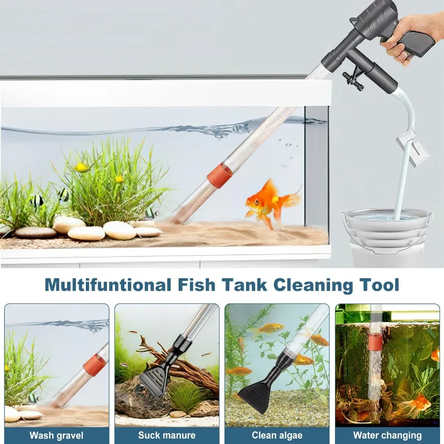 Aquarium Gravel Cleaner Aquarium Clean Vacuum Water Change Changer  Simple Fish Tank Vacuum Siphon Pump Cleaner Cleaning Brush