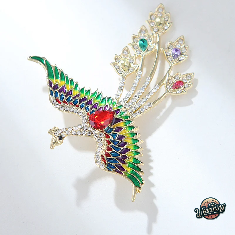 Fashion Women's Brooch Rhinestone Lapel Pins Flying Phoenix Brooches Luxury Metal Pins For Women Clothing Coat Jewelry