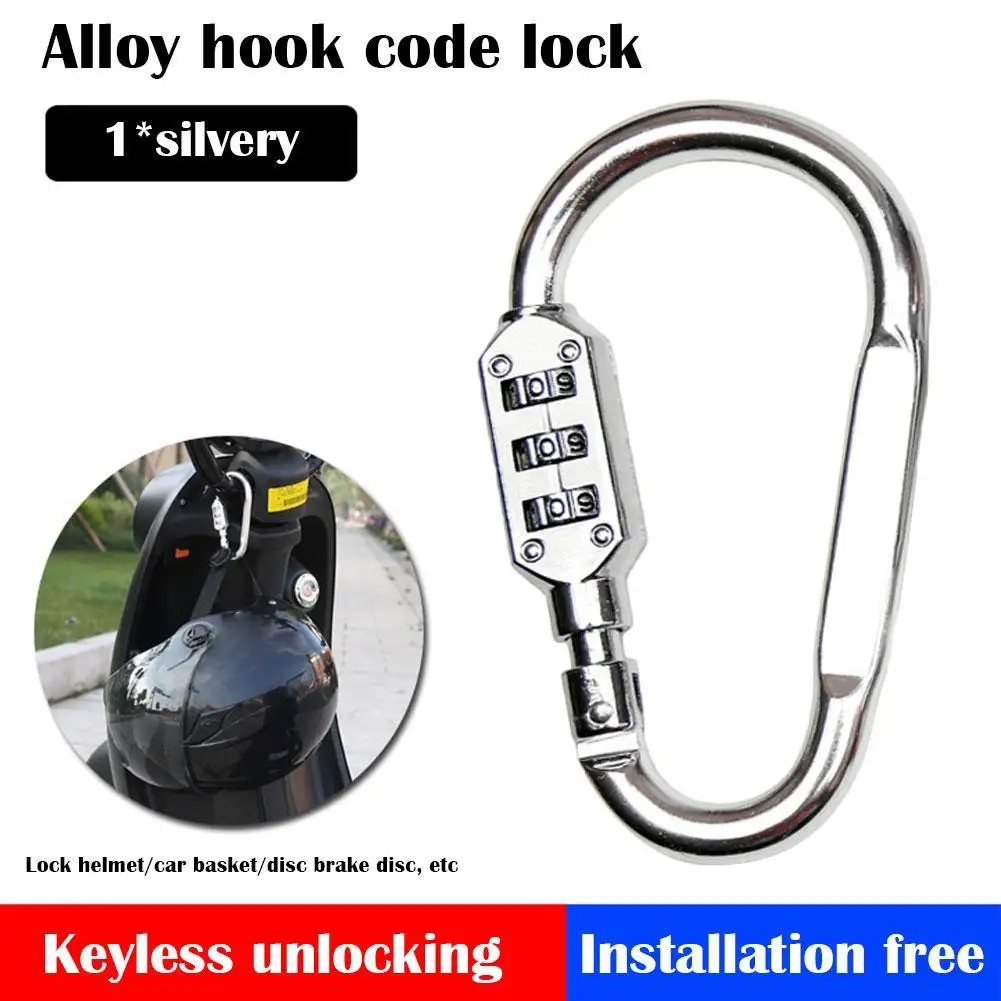 3 Digit Dial Combination Code Number Lock Padlock Electric Scooter Motorcycle Helmet Hat Anti-theft Lock Riding Gear Hooks Locks