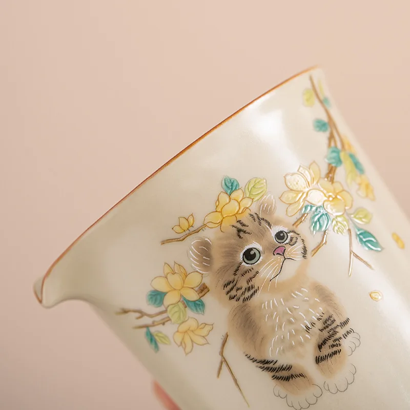 Imitation Song Beige Ru Kiln Tea Pitcher Gong Dao Bei Household Single Filter Hand Grip Fair Mug Kung Fu Ceremony Pot
