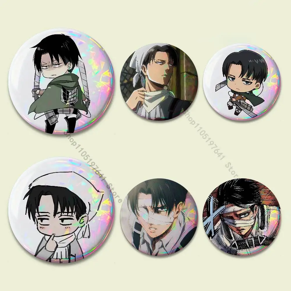 

Anime L-Levi AckermanS Unique Round Badge Pin Bag Decor Collectible Friends Gift