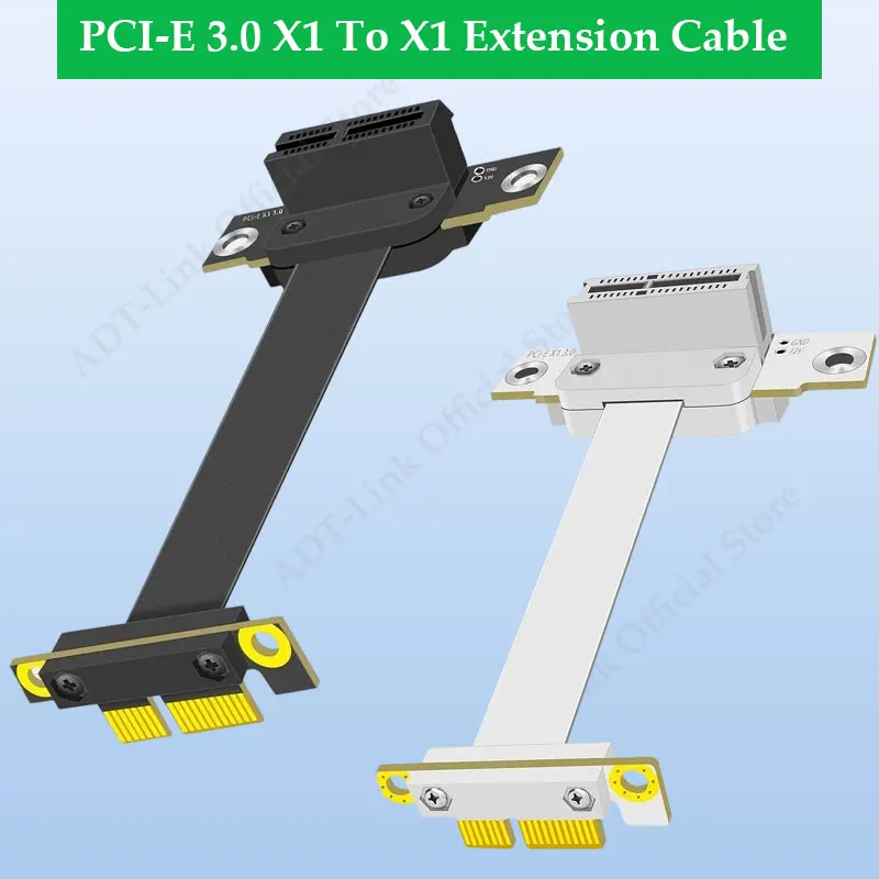 ADT-Link PCI-E 3.0 X1 To X1 Slot Extension Cable PCI Express 1x Shielded Riser Card GPU Ribbon Motherboard PCIe Riser Extender