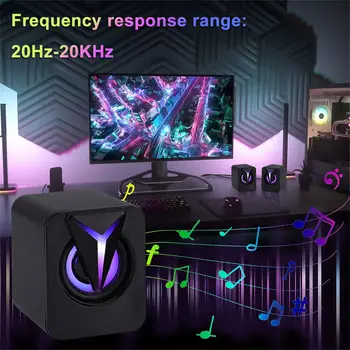 3.5mm迷你USB有線電腦音箱,RGB LED立體聲低音增強,適用於PC、筆記型電腦和桌上型電腦 8 最佳銷售 遊戲音箱 - №8