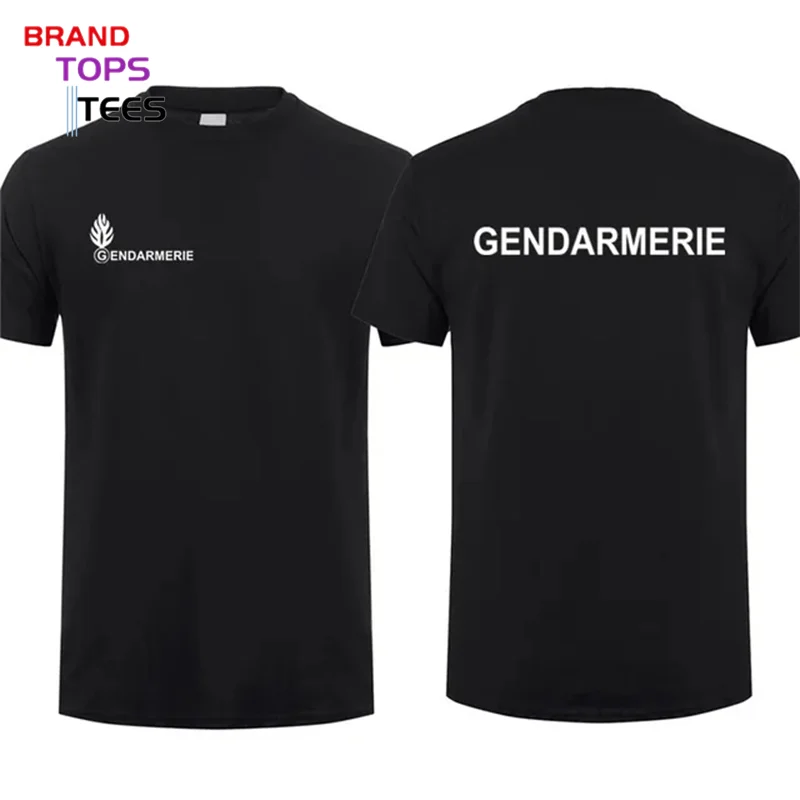 French Gendarmerie T Shirt for Men Cotton Short Sleeve O-neck Gendarmerie PSIG T-shirt Man Tops France Fashion Style Tee Shirts