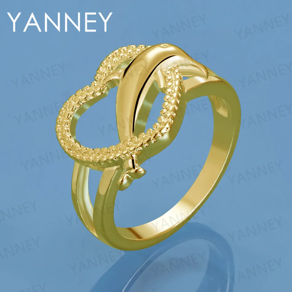 

925 Sterling Silver Jewelry 18K Gold Fashion 8# Dolphin Ring For Women Charm Gift Wedding Couple Party Accessories