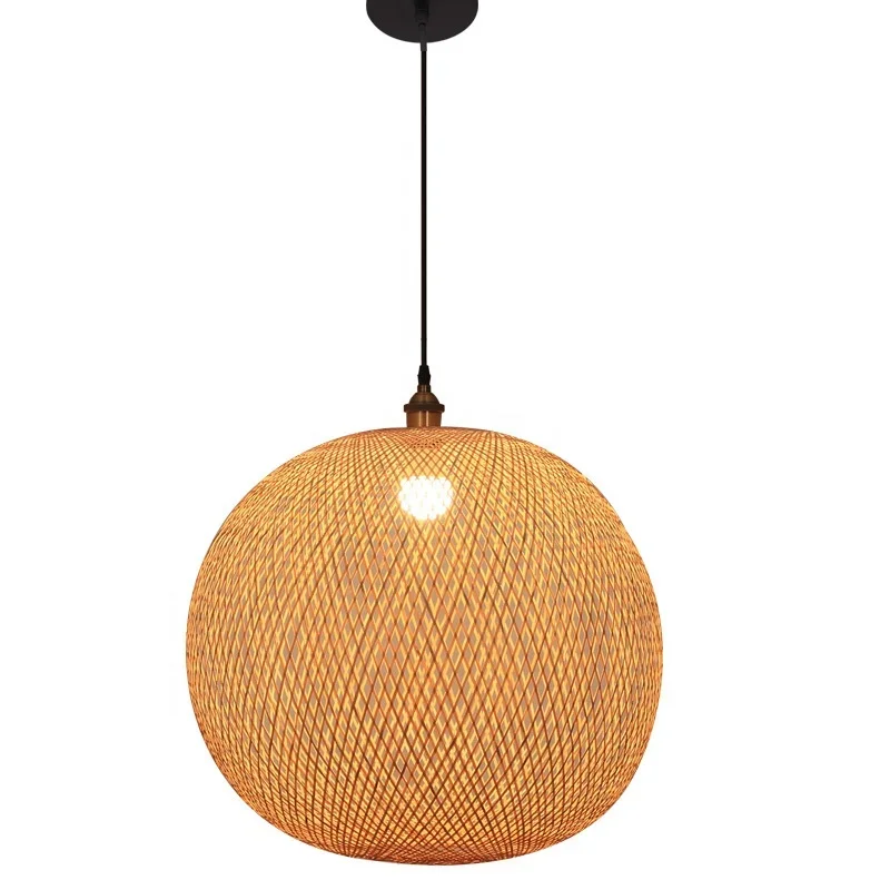 Lampe Suspendue Alberoise Ronde en Bambou Naturel, Luminaire Décoratif d'Nik, Idéal pour un Salon ou une Chambre à Coucher