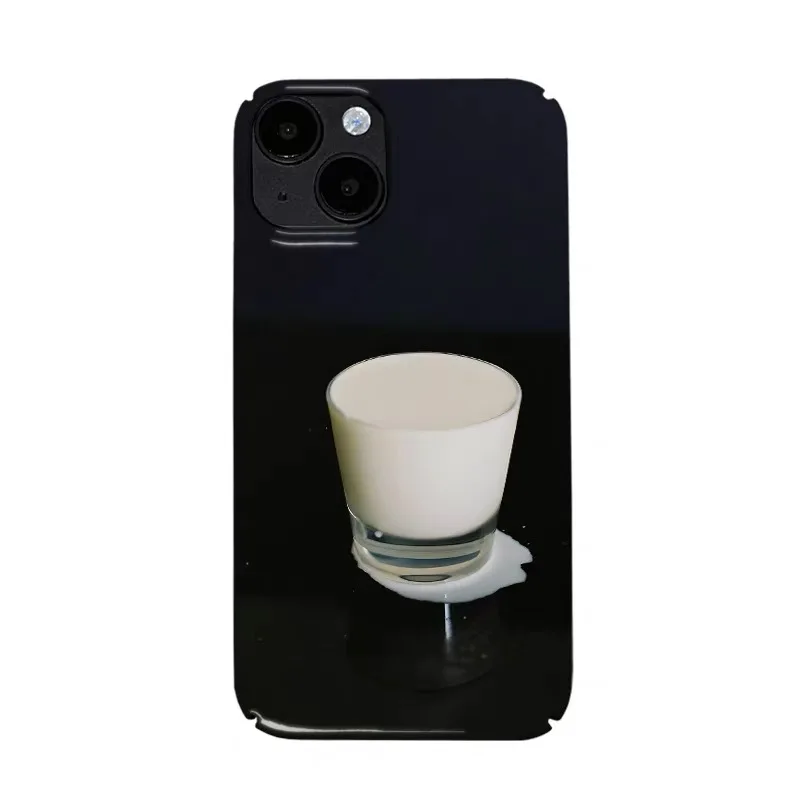 

Black Spilled White Milk Phone Case for IPHONE 17 Air 16E 15 PROMAX 14 Plus 13 12 MINI 11 PRO 16Plus XR XS Acrylic Phone Cover