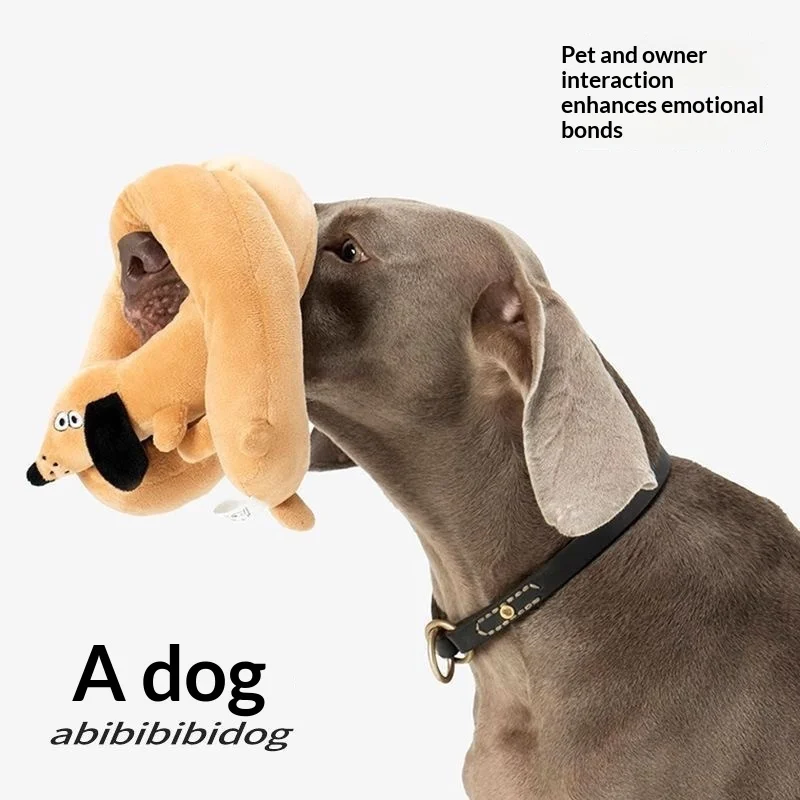 Long Flexible Sausage‑Dachshund Plush Dog Toy Squeaky Interactive Tug‑of‑War Pet Plaything Bendable Shapable Stuffed Puppy