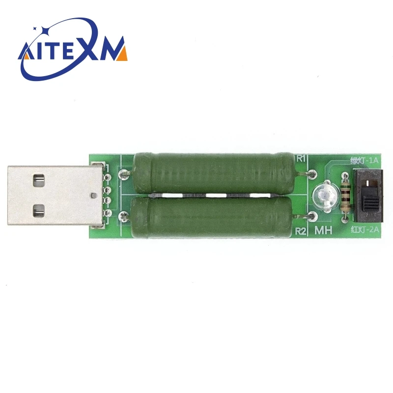 USB Port Mini Discharge Load Resistor Digital Current Voltage Meter Tester 2A/1A With Switch 1A Green Led / 2A Red Led