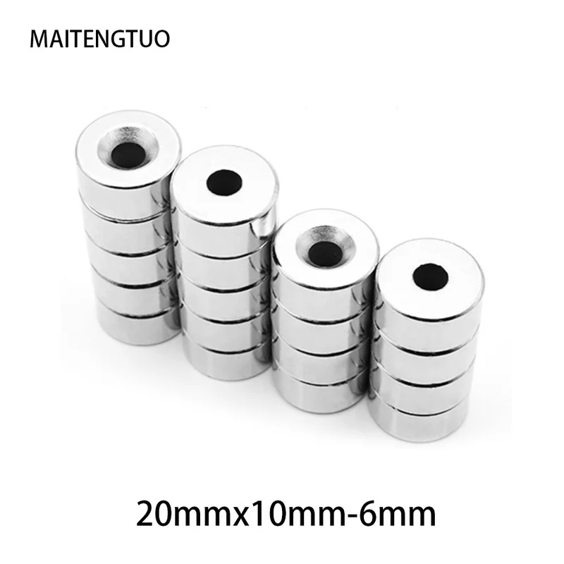 2/5/10/15/20PCS 20x10-6 Disc Rare Earth Neodymium Magnet 20*10 mm Hole 6mm Countersunk Round Magnets Strong N35 20*10-6