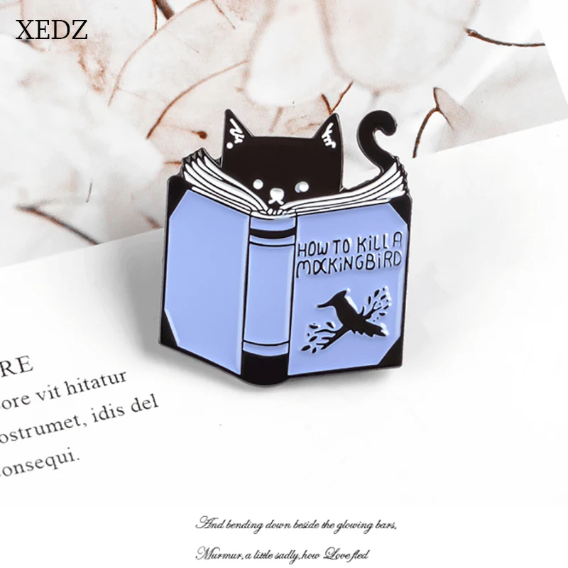 かわいい本エナメルブローチ犬の花コーヒーカップ黒猫読書本漫画バッジパンク衣類ラペルピンジュエリーギフト新