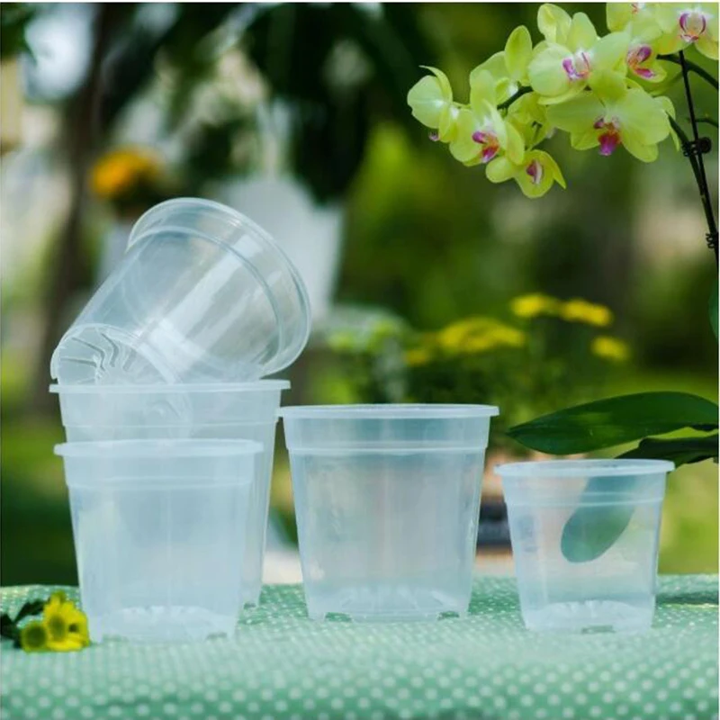 7/10/12cm Transparent Hard Plastic Flower Pot Thickened Orchid Pot Succulent Rose Pot Root Observation And Maintenance