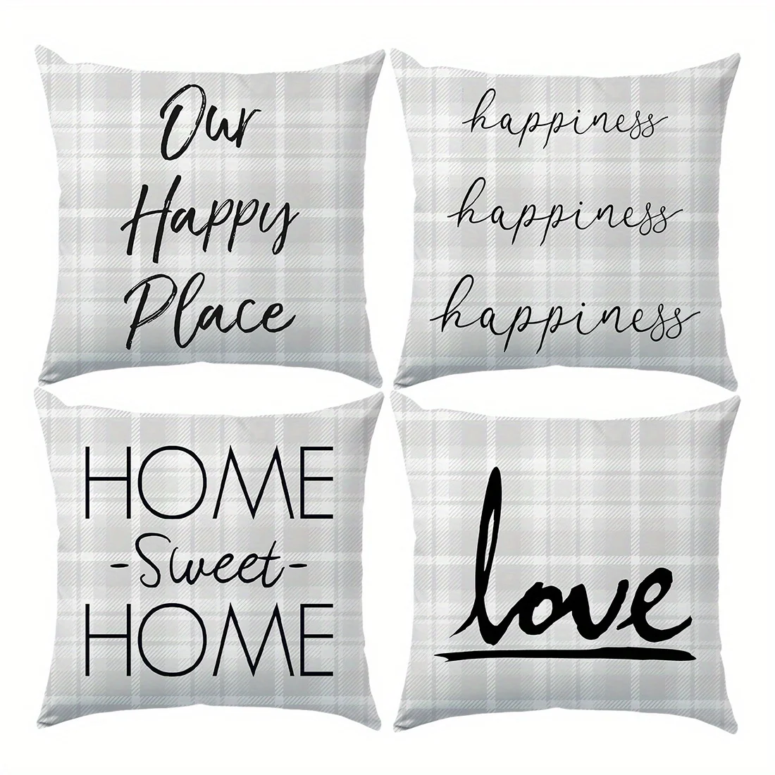 4Pcs Love Home Pillow Covers 40x40cm Double-sided Printed Letter Cushion Cases Modern Home Decor No Insert