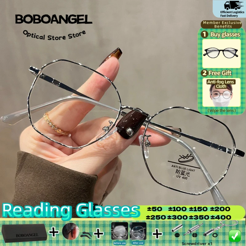 

BOBOANGEL High Quality Fashionable Polygon Women Men Myopia Prescription Glasses Anti Blue Light Customized Reading Eyeware