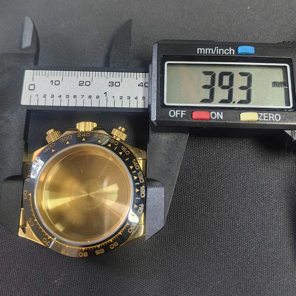 39.3 مللي متر حافظة ساعة ذهبية حافظة من الفولاذ المقاوم للصدأ حزام مطاطي مضيئة الهاتفي والأيدي ل Vk63 ساعة يد تعمل بالحركة أجزاء التجميع