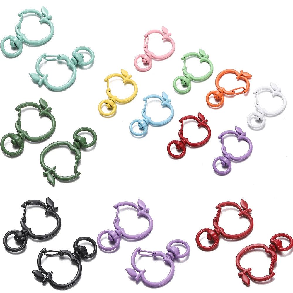 5pcs/Lot Apple Shape Key Chain Colorful  Split Keychain Keyrings for DIY Jewelry Making Accessories Supplies Wholesale