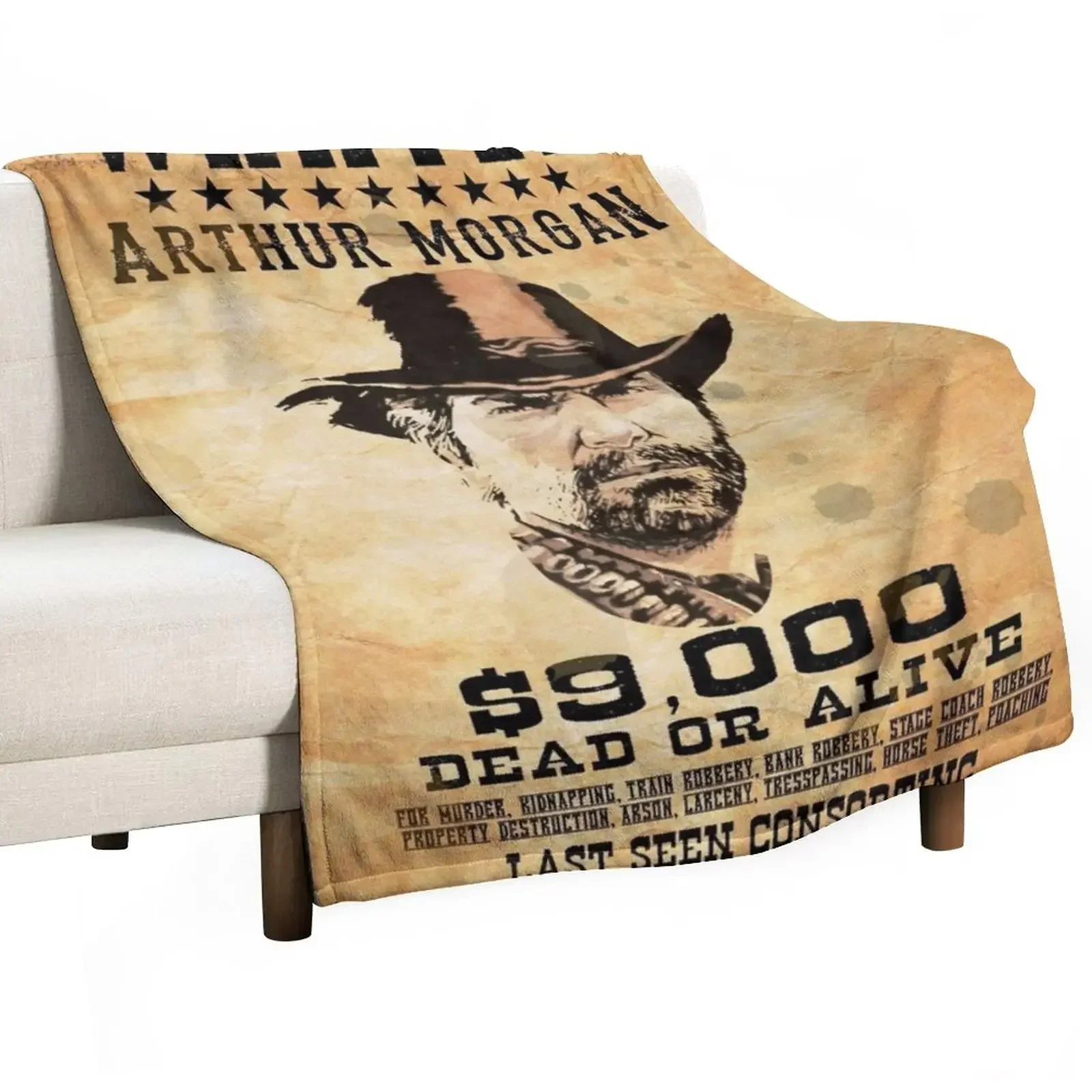 Arthur Morgan Wanted Dead Or Alive Throw Blanket Hairys christmas gifts Picnic Blankets