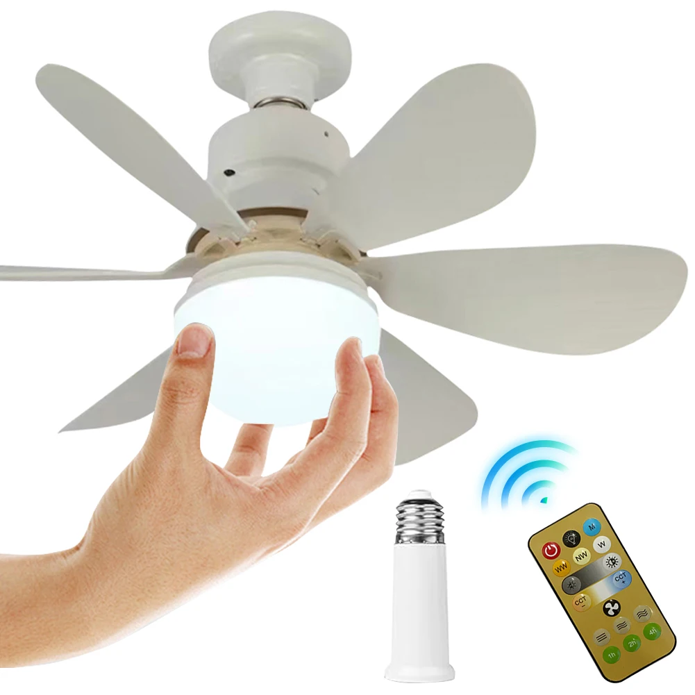 

LED 52cm 40W Ceiling Fan Light E27 Base with Remote Control 3 Speeds E27 Socket Fan Lamp 85-265V for Bedroom Living Room Kitchen