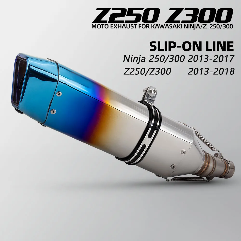 Silenciador de escape Z250 para Kawasaki Ninja 250/300 2013-2017 Z250 Z300 2013-2018, tubo de escape deslizante para motocicleta con cola en forma de estrella