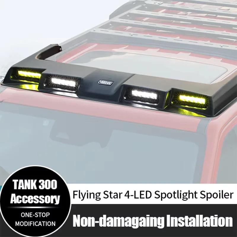 

For GWM Tank 300 Roof Lights ABS Flying Star 4 LED Spotlight Roof Spoiler High Quality Exterior Accessories