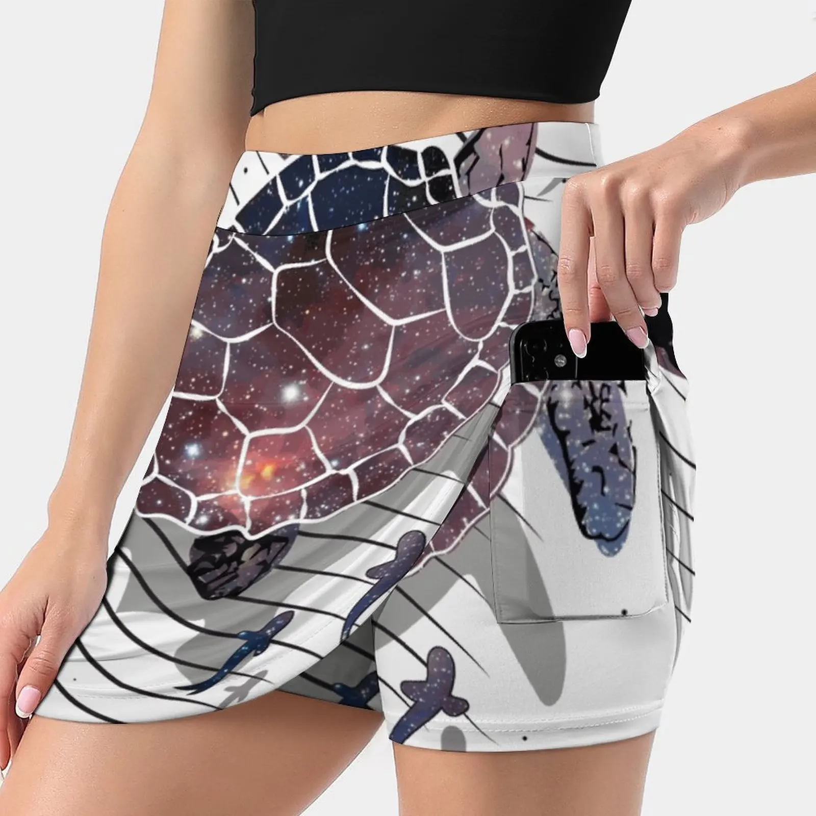 Space Turtle Tennis Golf Skirt Sexy A-Line Harajuku Shorts Skirt With Phone Pockets Skort Ladies Short Skirt Skirts