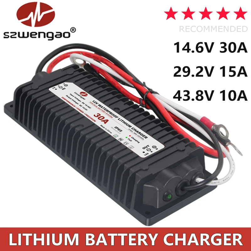 Waterproof DC 10-36V 12V 24V to DC 14.6V 29.2V 43.8V Lifepo4 Lithium Battery Charger Booster for RVs Boat Dual Battery System