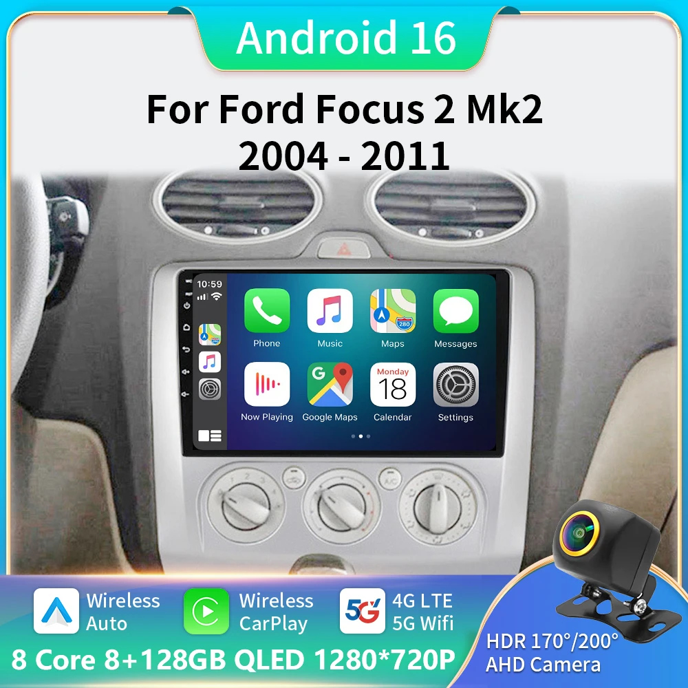

2 Din Android 16 Car Radio For Ford Focus 2 3 Mk2/Mk3 2004-2011 Multimedia Video Player GPS 5G Carplay Auto Stereo RDS Head Unit