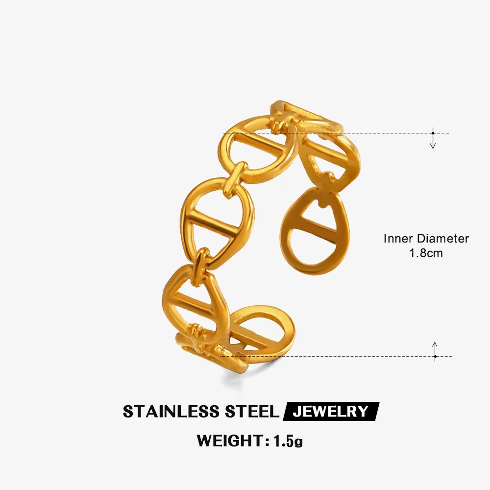 Retro Lock Geometric Ring For Woman Men Simple And Fashionable Jewelry Adjustable Stainless Steel Opening Couple Rings