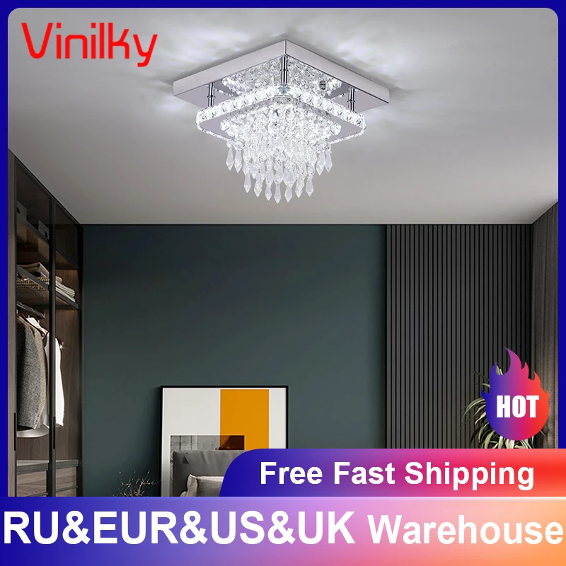 led crystal teto light modern pendant lights luxo lampadas de teto sala e quarto decoracao para casa k9 aco inoxidavel 01