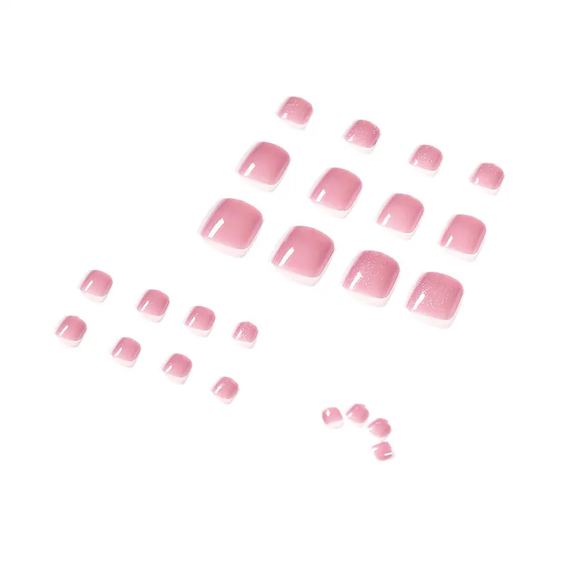 Unhas postiças para manicure, macio, transparente, branco, pêssego, verão, pé, estilo curto, 24 pcs/box